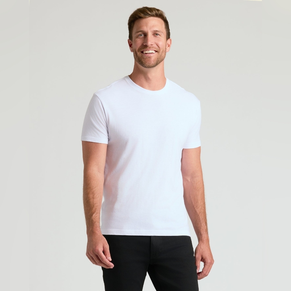 True Classic Men’s White Crew Neck T-Shirt XL | Premium Fit Soft Cotton Blend